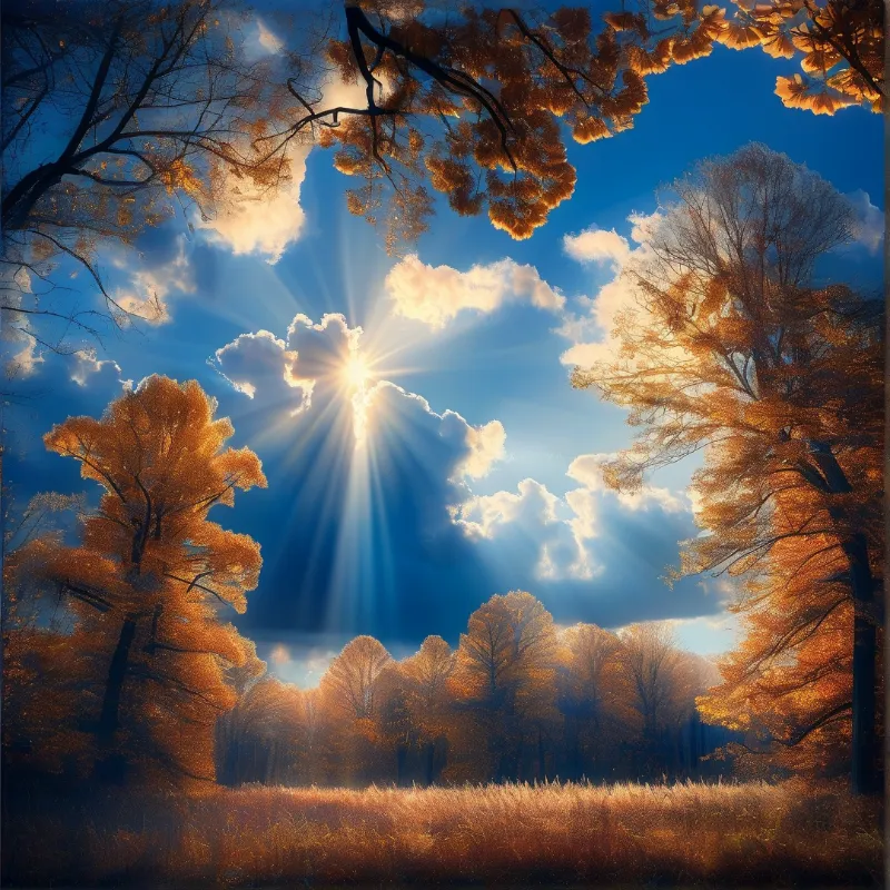 Sunlit Autumn Forest