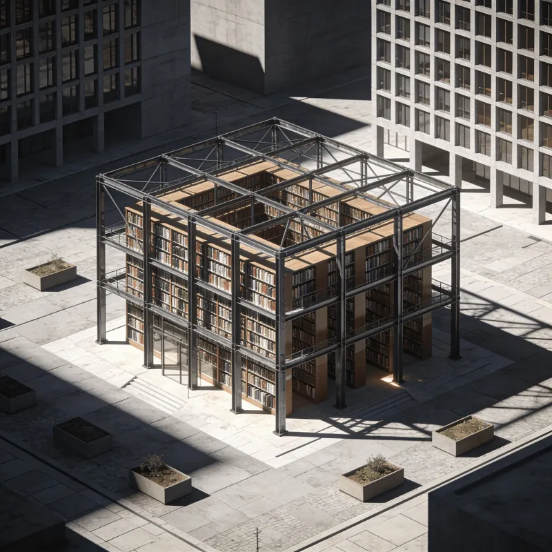 Library with Steel Frame — Urban Plaza