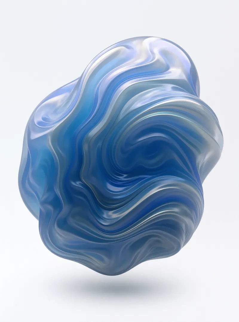 Abstract Blue 3D Sculpture