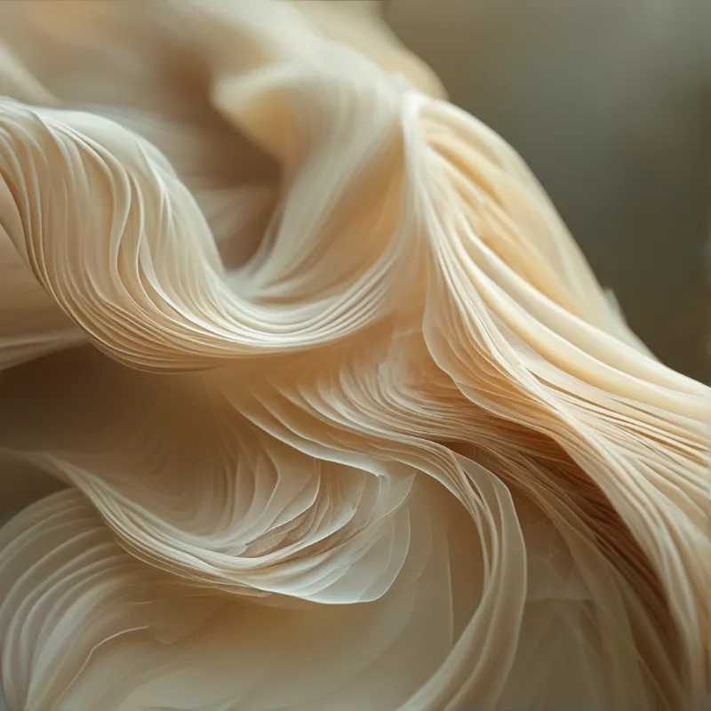 Smooth pale cream and beige folds flow in gentle curves with soft peach shadows and warm diffuse lighting.