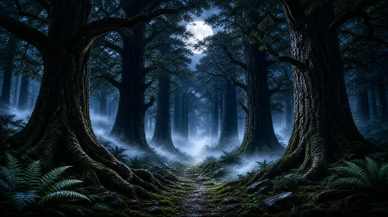 Mysterious Moonlit Forest