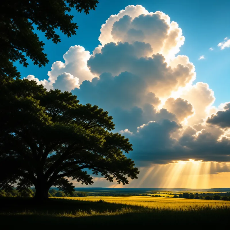 Sunbeams Over Golden Field
