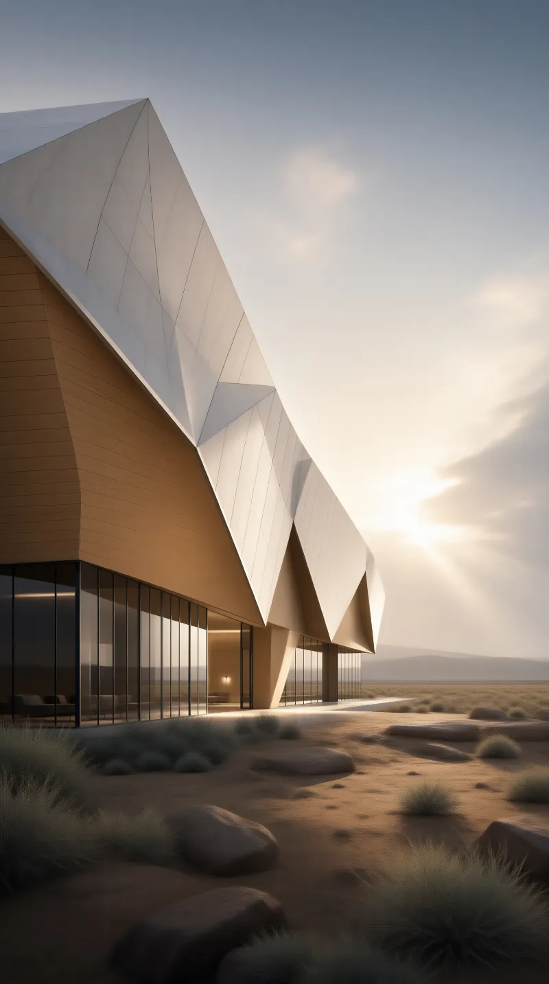 Modern Geometric Desert Building