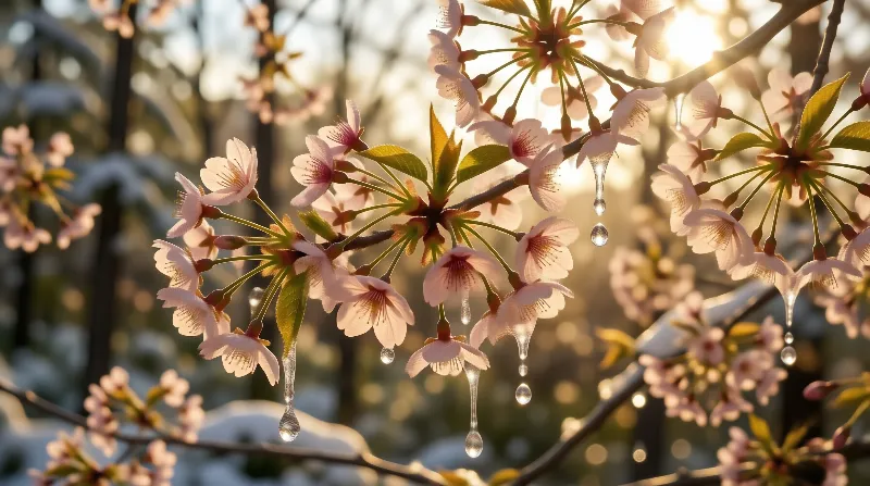 Sunlit Cherry Blossom Branches