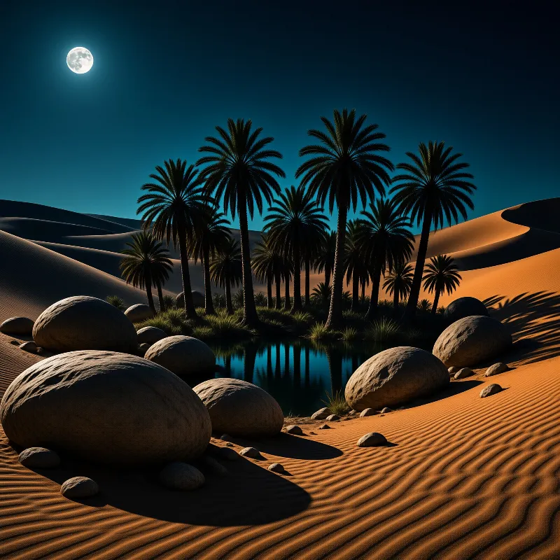 Moonlit Desert Oasis
