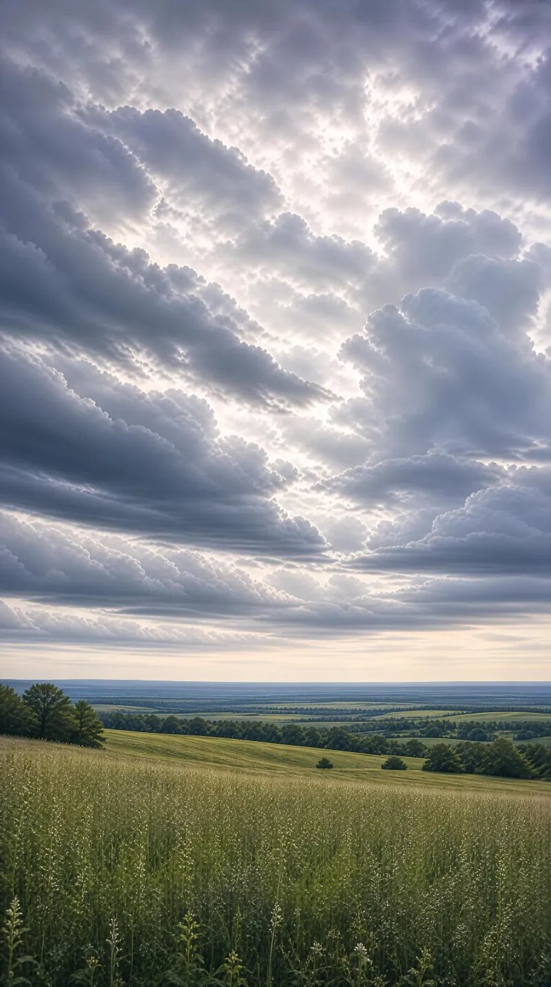Vast Field Under Cloudy Sky
