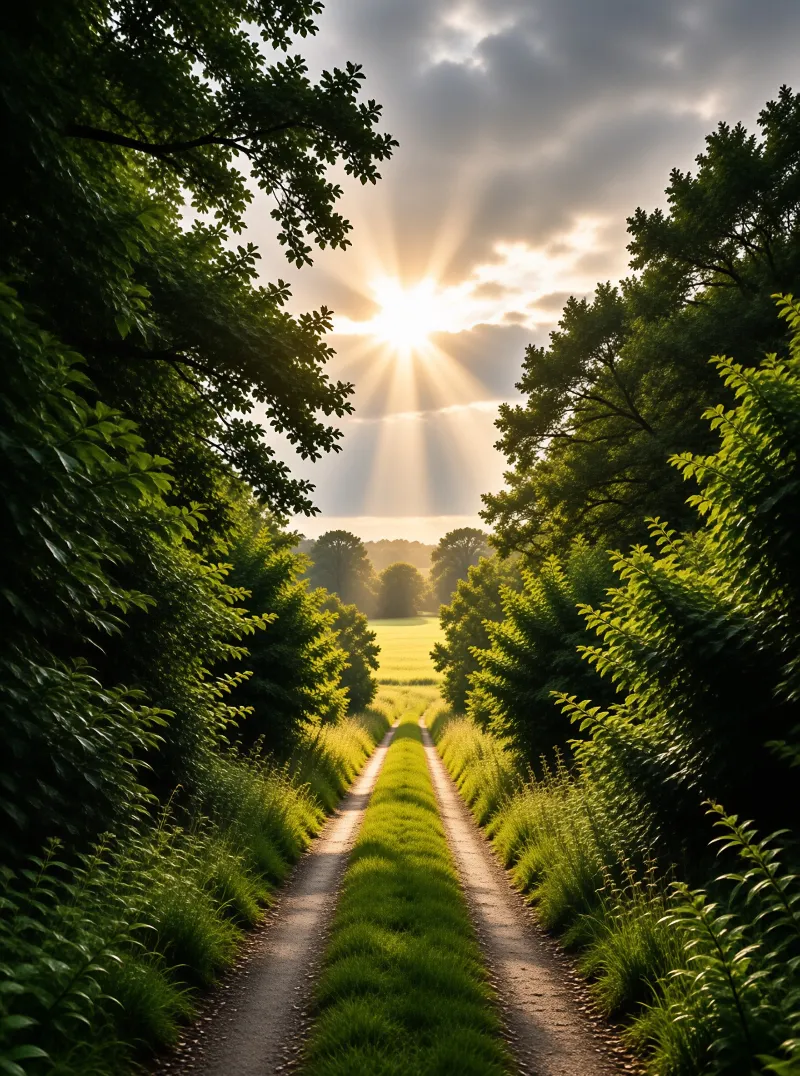 Sunrise Path Through Forest