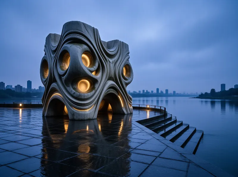 Surreal Sculpture by Water