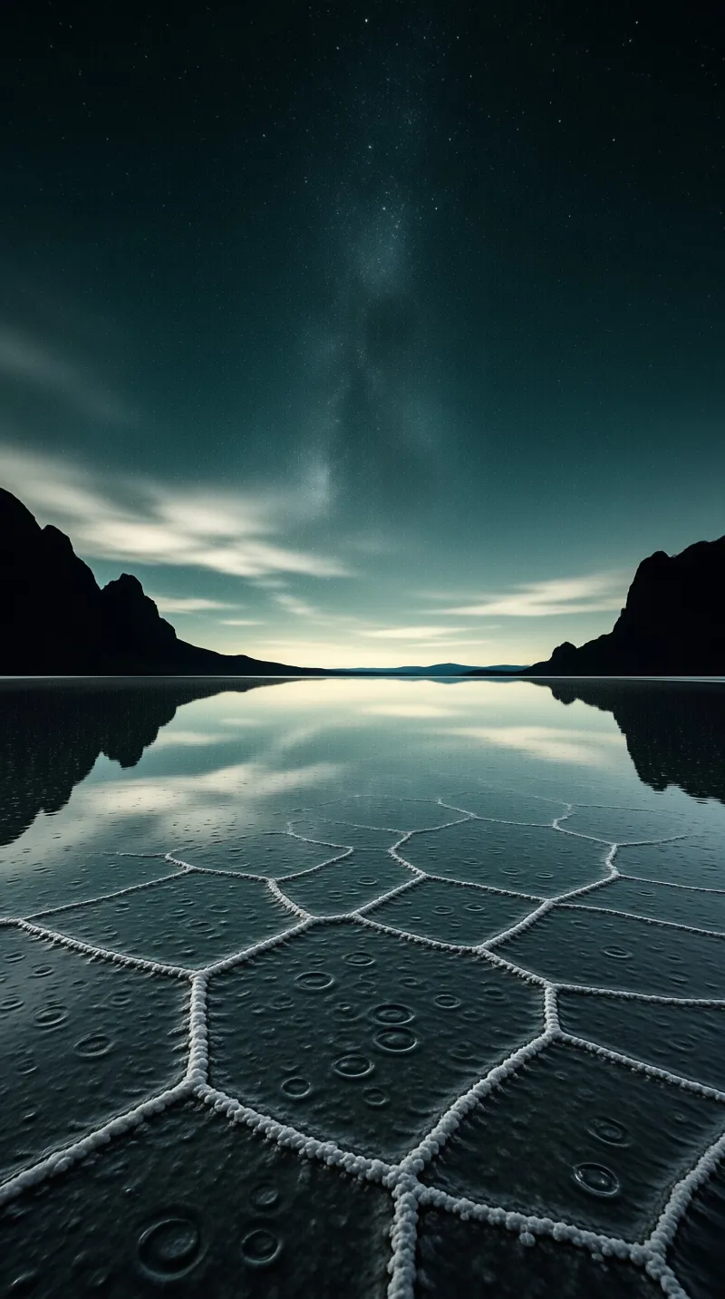 Geometric Lake Night Scene