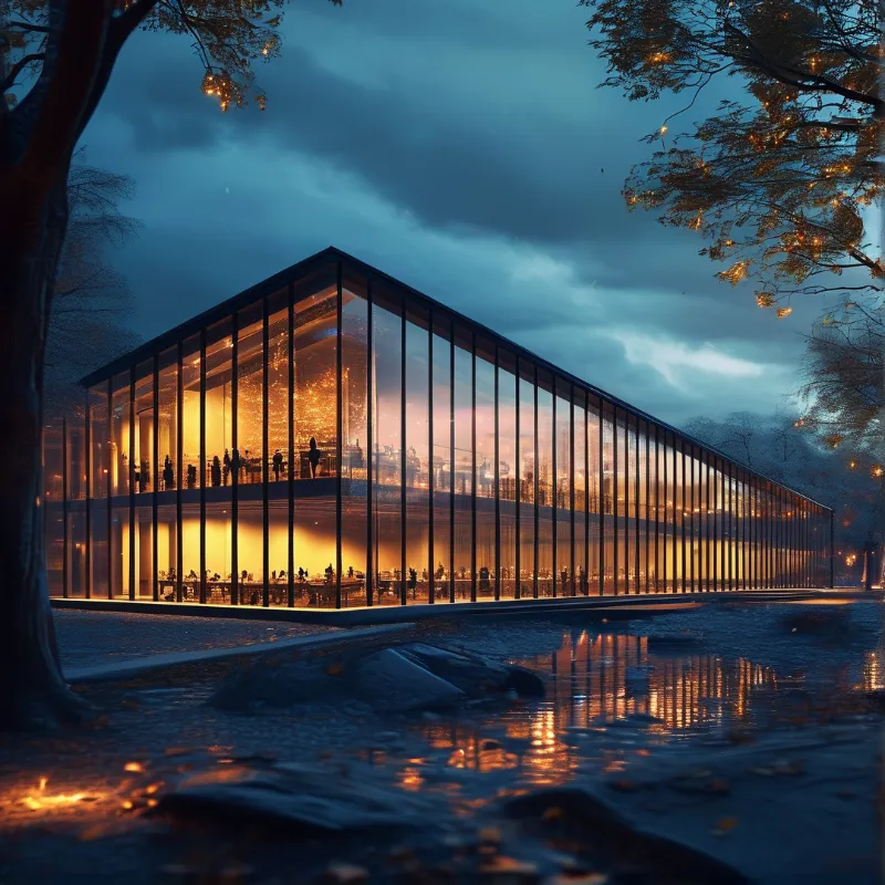 Glass Pavilion at Twilight