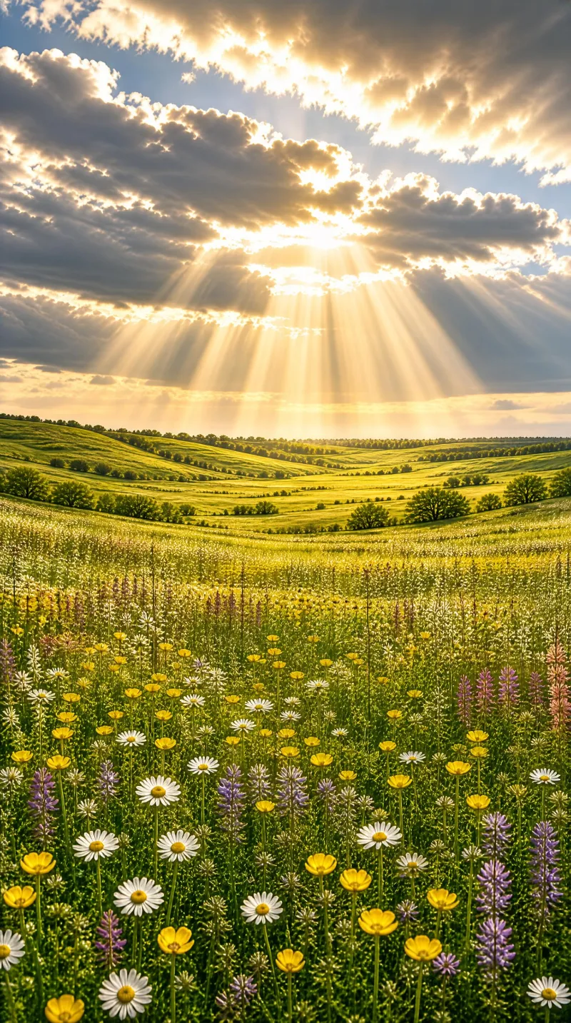 Sunlit Wildflower Meadow