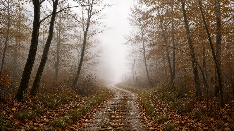 Misty Autumn Forest Path