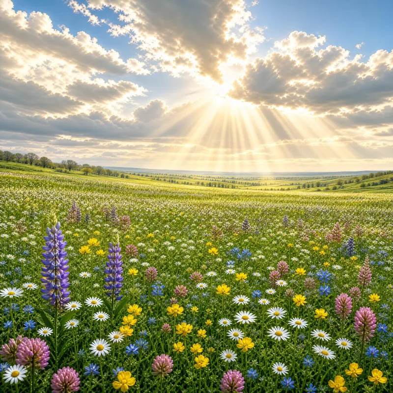 Sunlit Wildflower Meadow