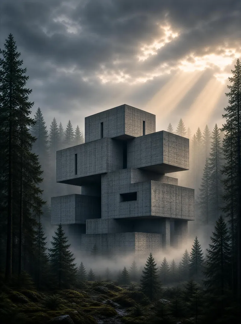 Concrete Monolith in Mist