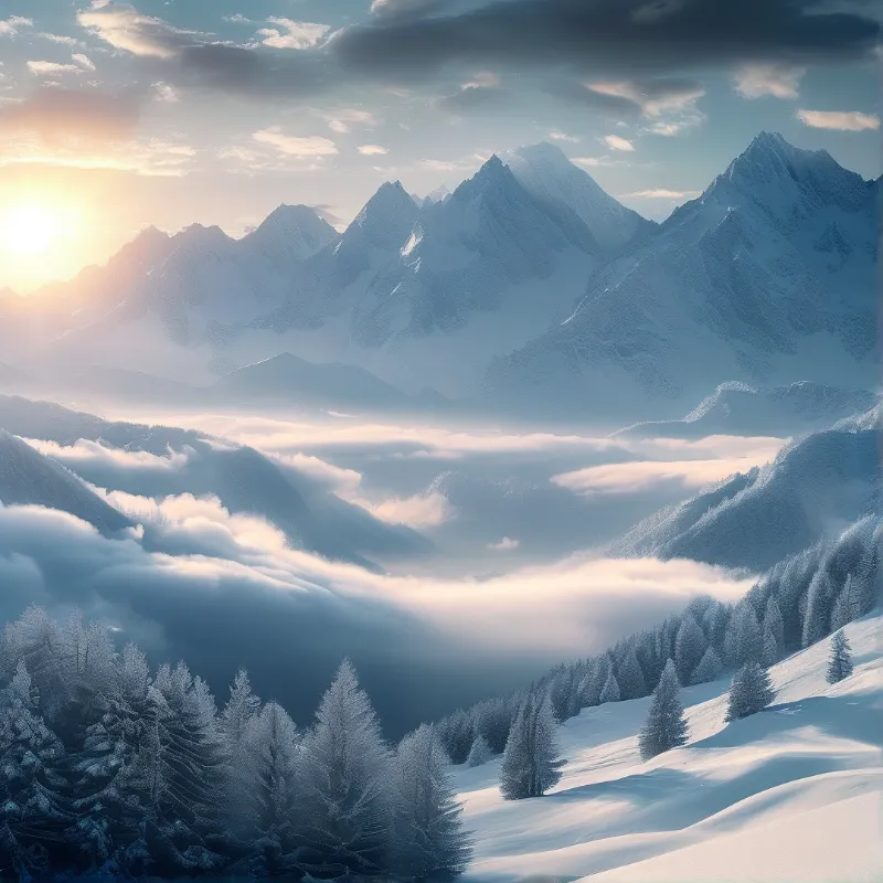 Snowy Mountains Sunrise