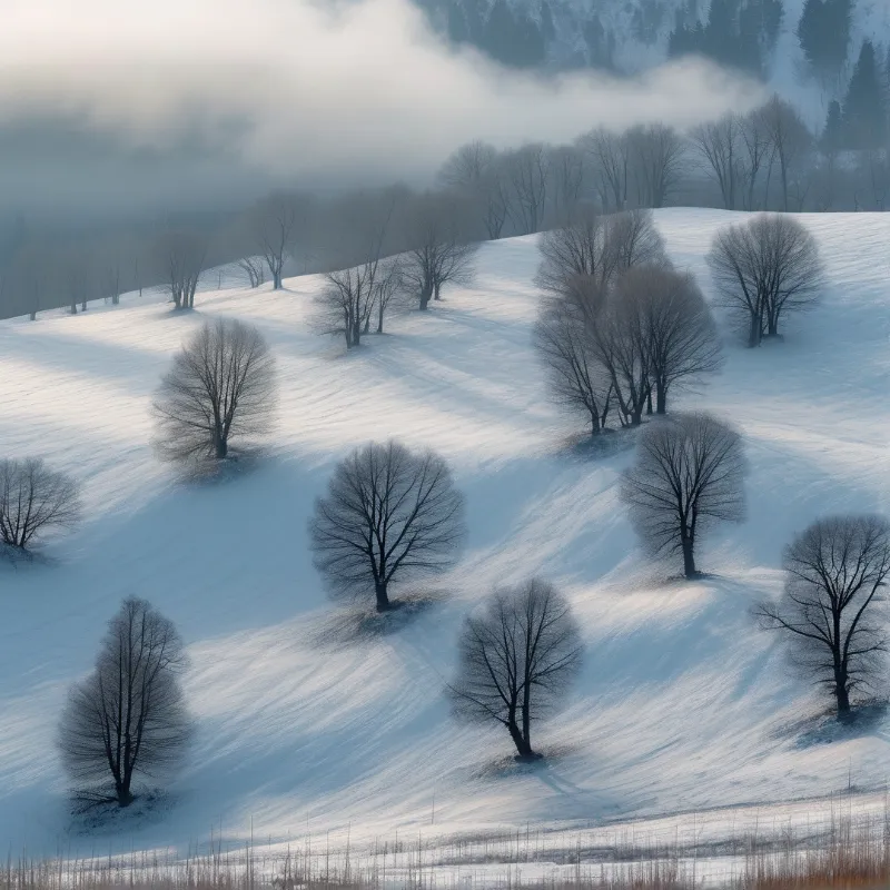Misty Snowy Hills