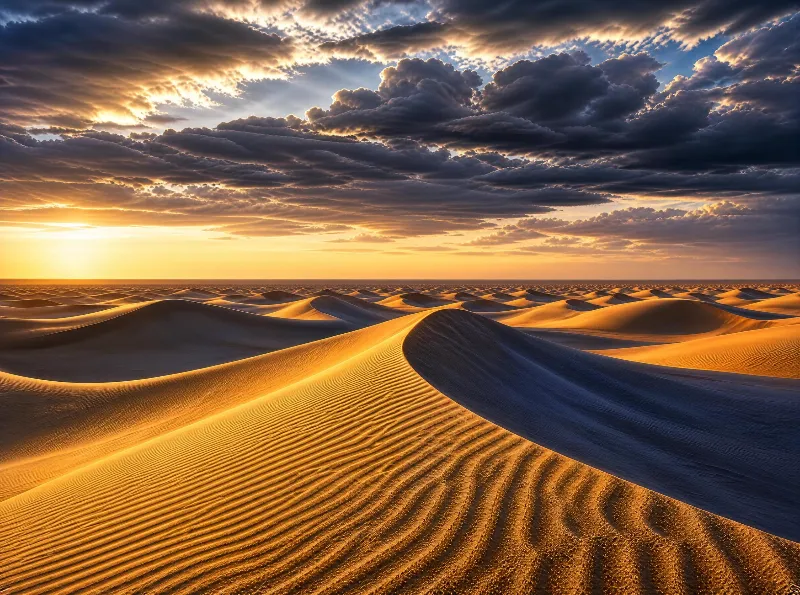 Golden Desert Dunes at Sunset