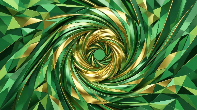 Abstract Green Gold Swirl