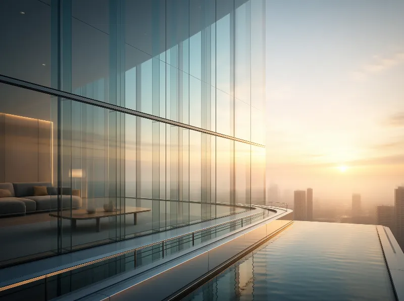 Luxury Glass Penthouse Sunset