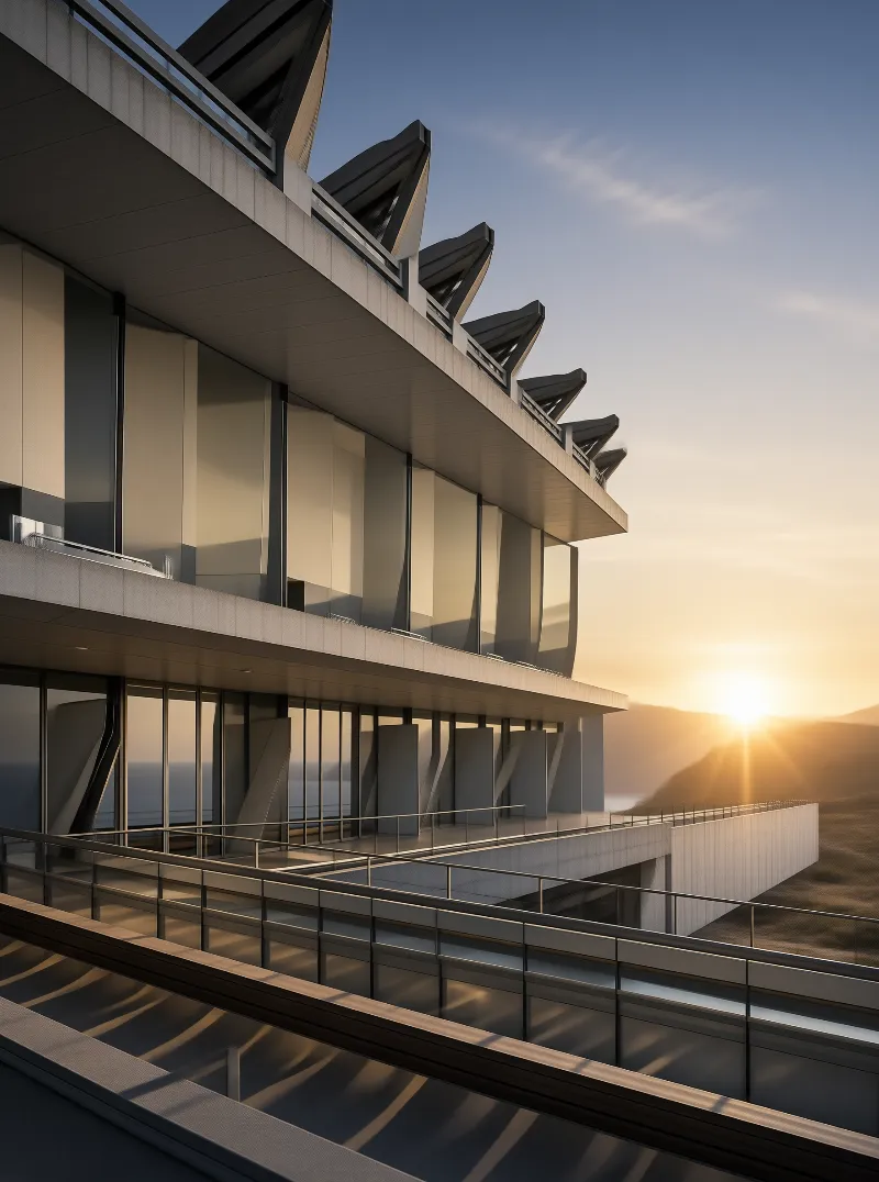 Modern Architecture at Sunset
