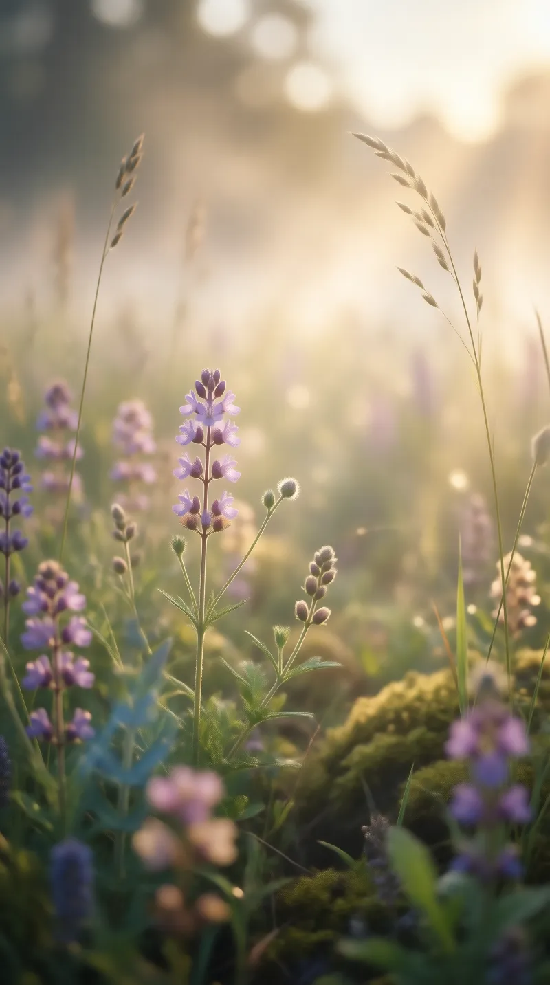 Purple Flowers in Golden Light