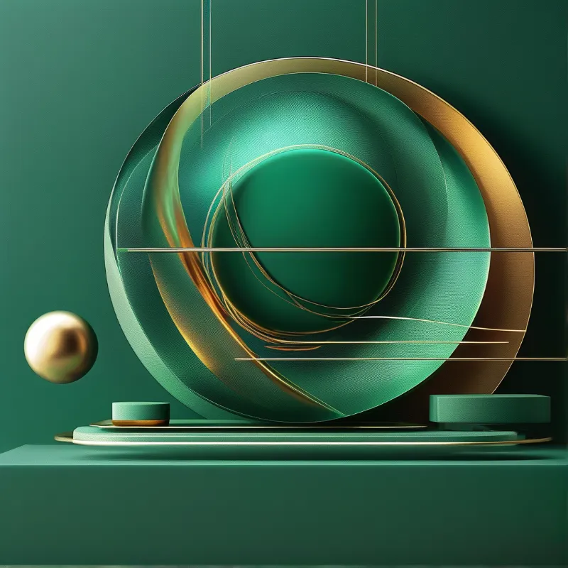 Abstract Green and Gold Art