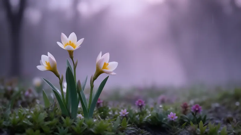 Three White Rain Lilies