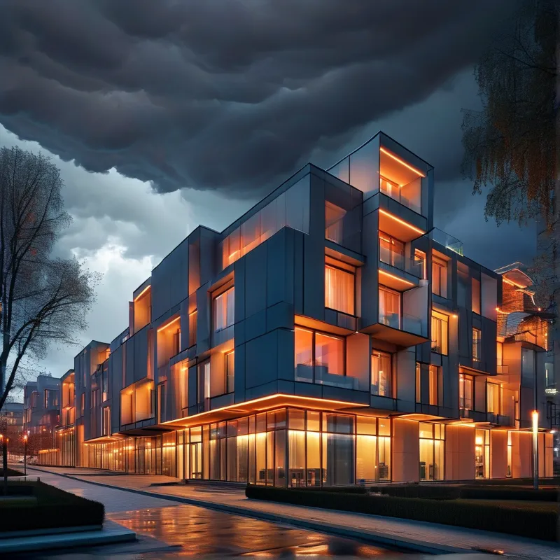Contemporary Building at Dusk