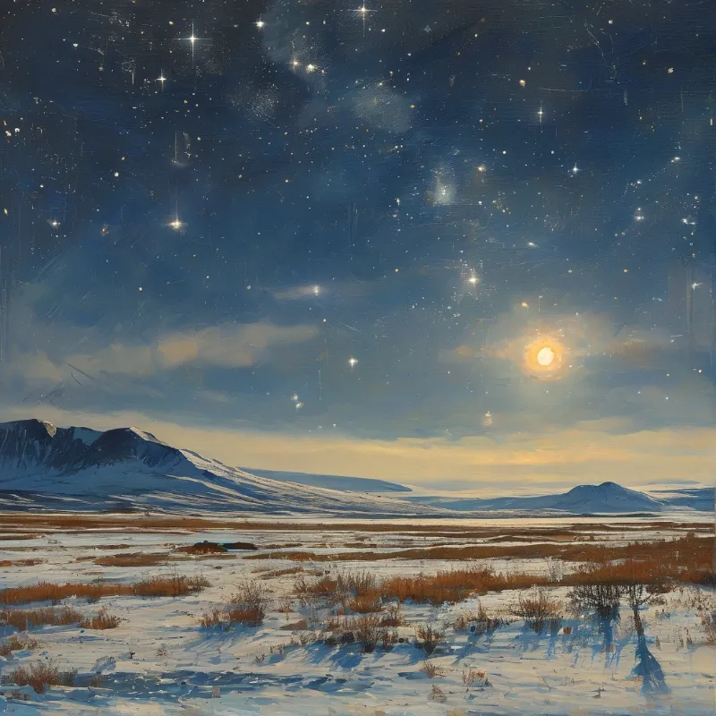 Snowy Night Landscape