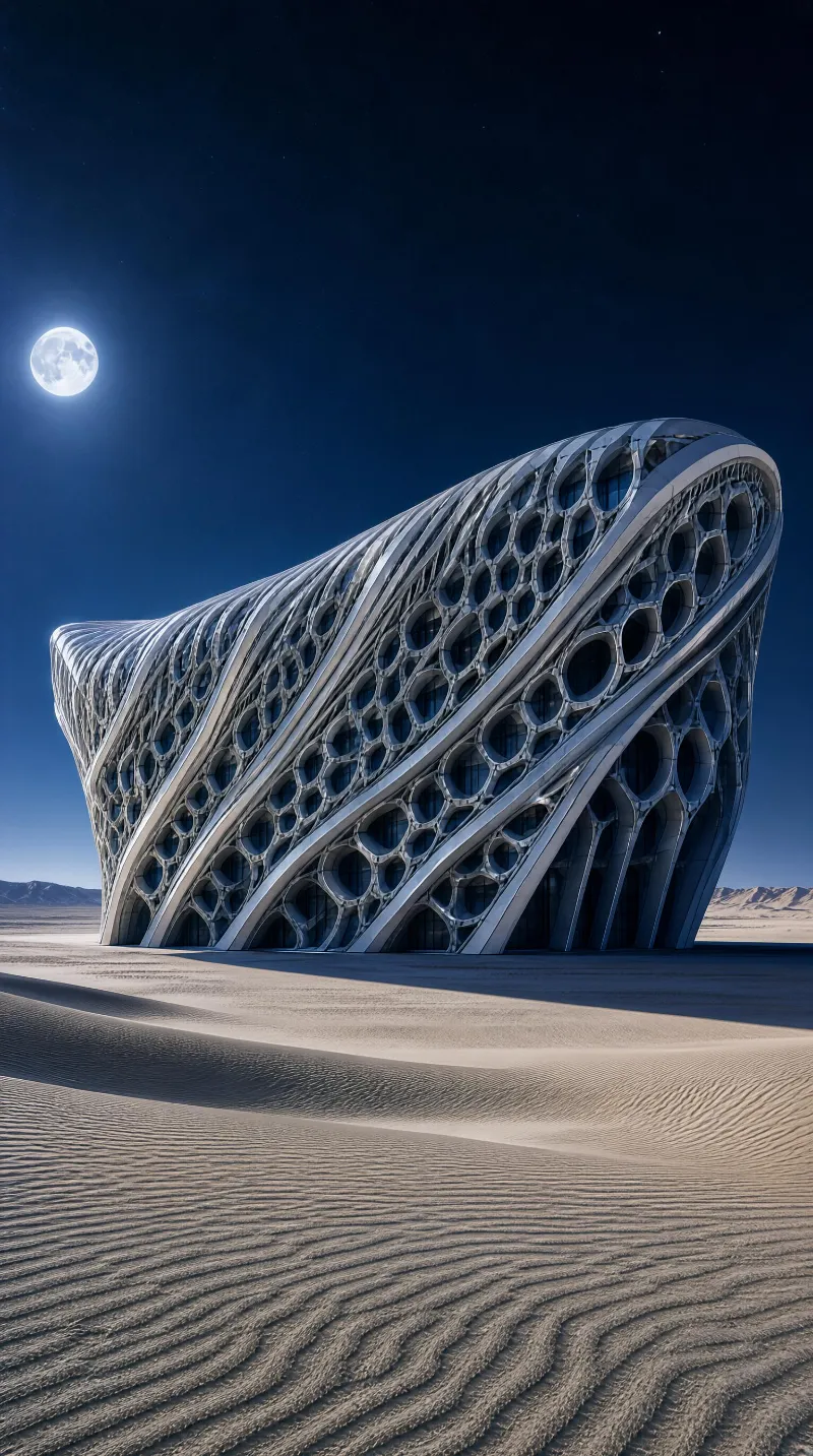 Moonlit Desert Architecture