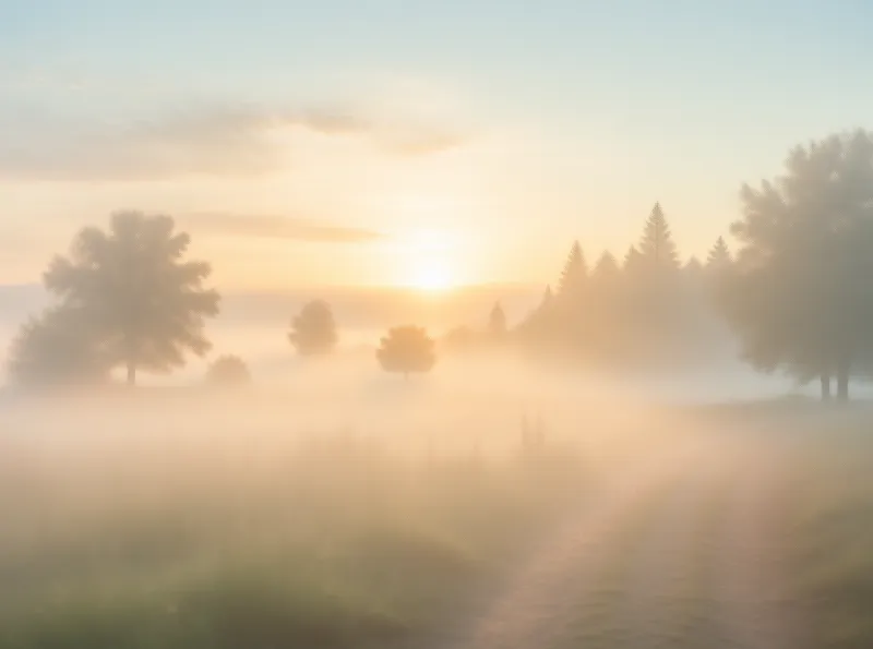 Misty Sunrise Landscape