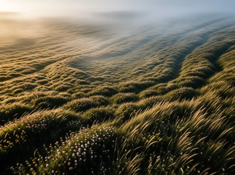 Misty Golden Grassland