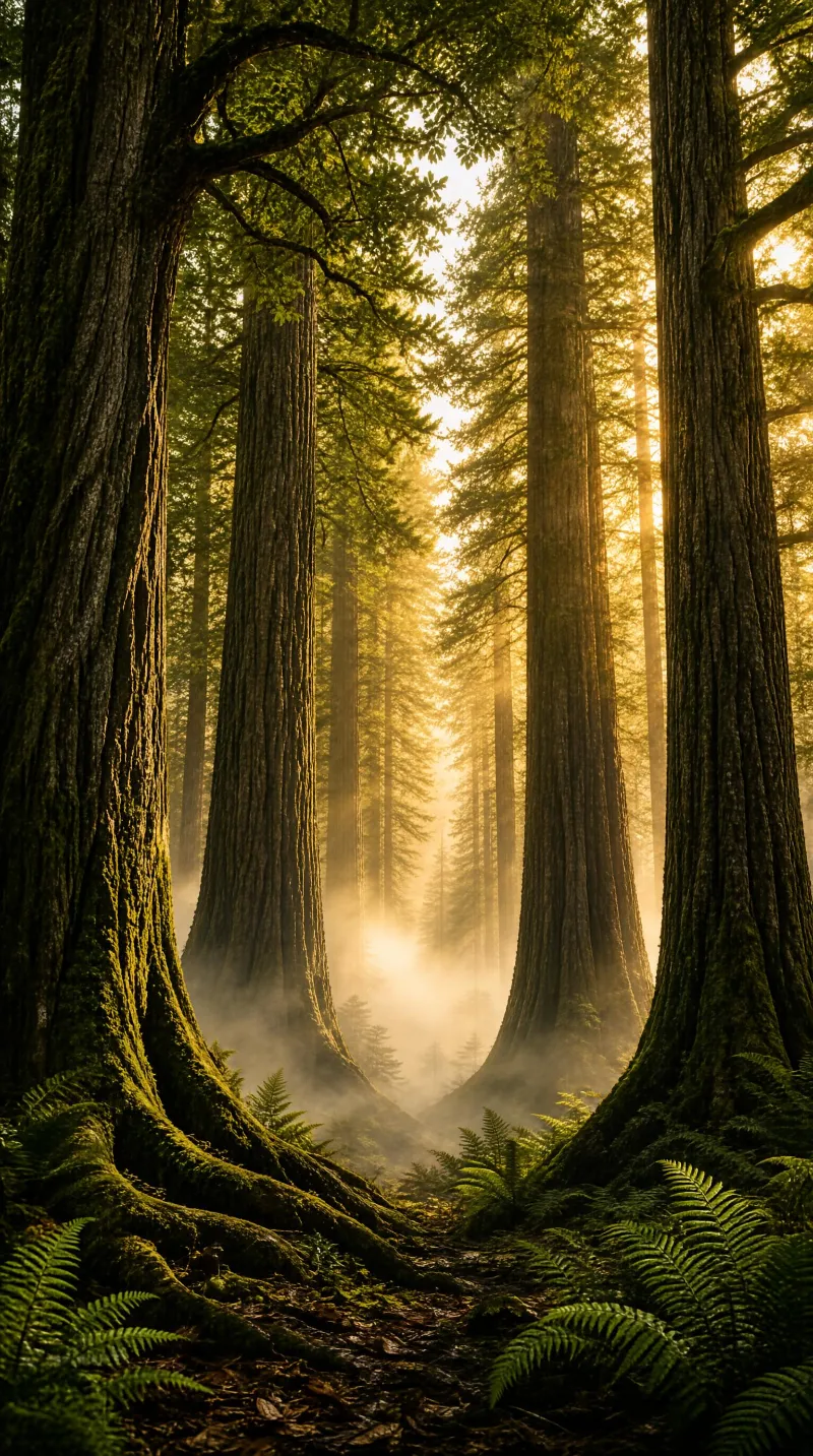 Majestic Redwood Forest at Dawn