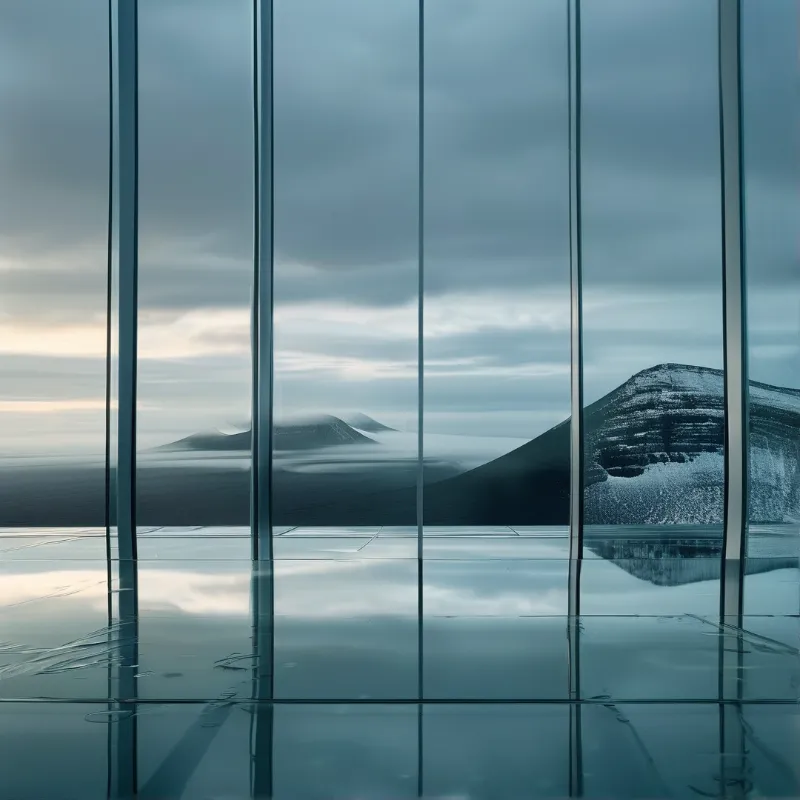 Mountain View Through Glass