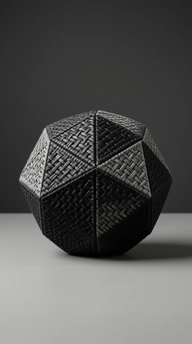 Woven Carbon Polyhedron — Monochrome Study