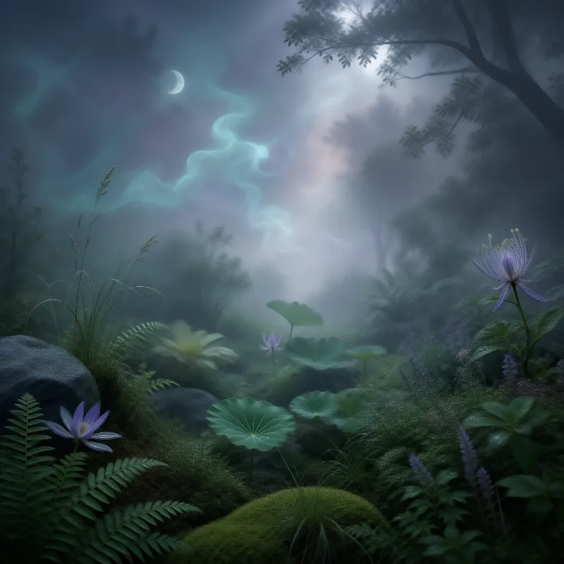 Mystical Forest at Night