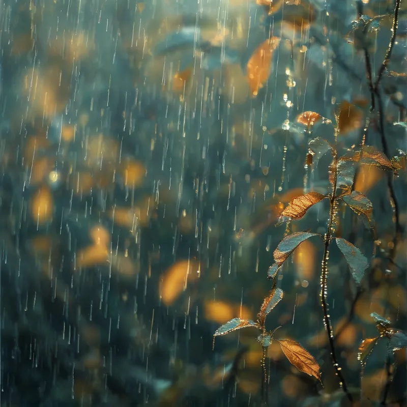 Rainfall on Autumn Leaves