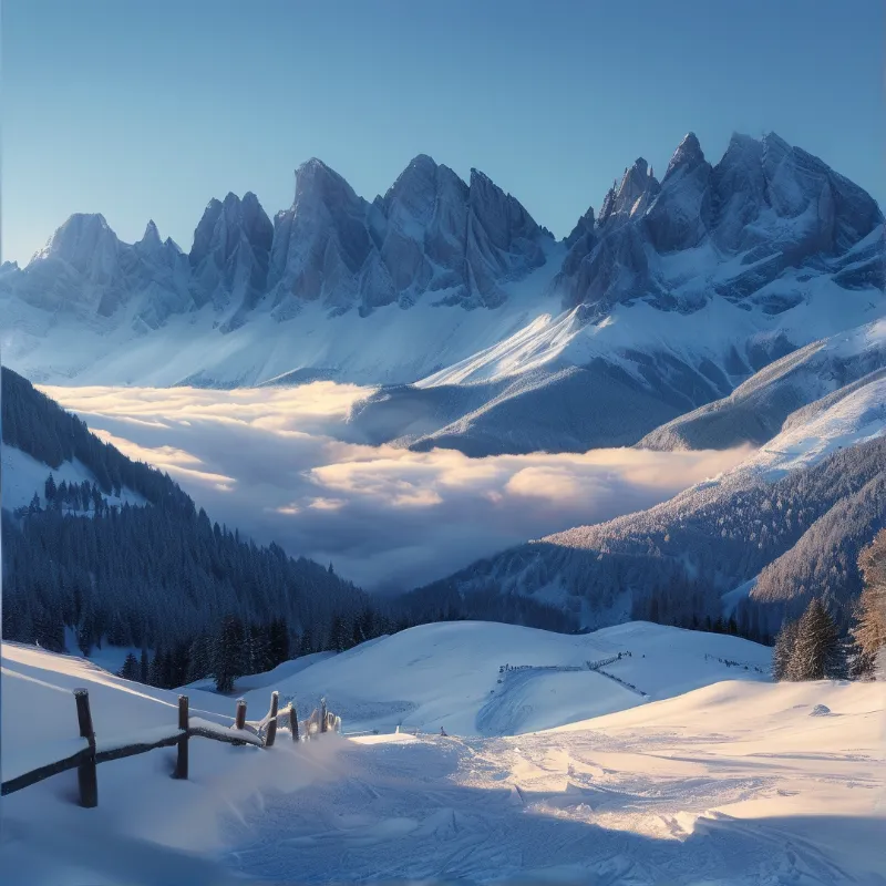 Snowy Peaks and Clouds
