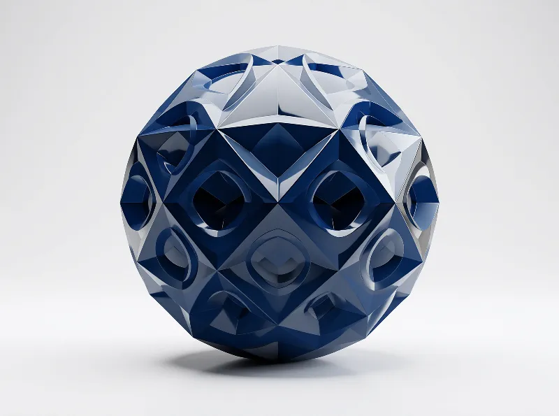 Chrome Faceted Sphere — Geometric Study