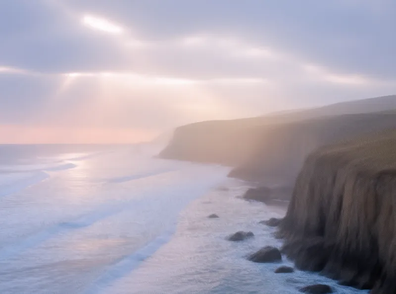 Misty Coastal Cliffs at Dawn