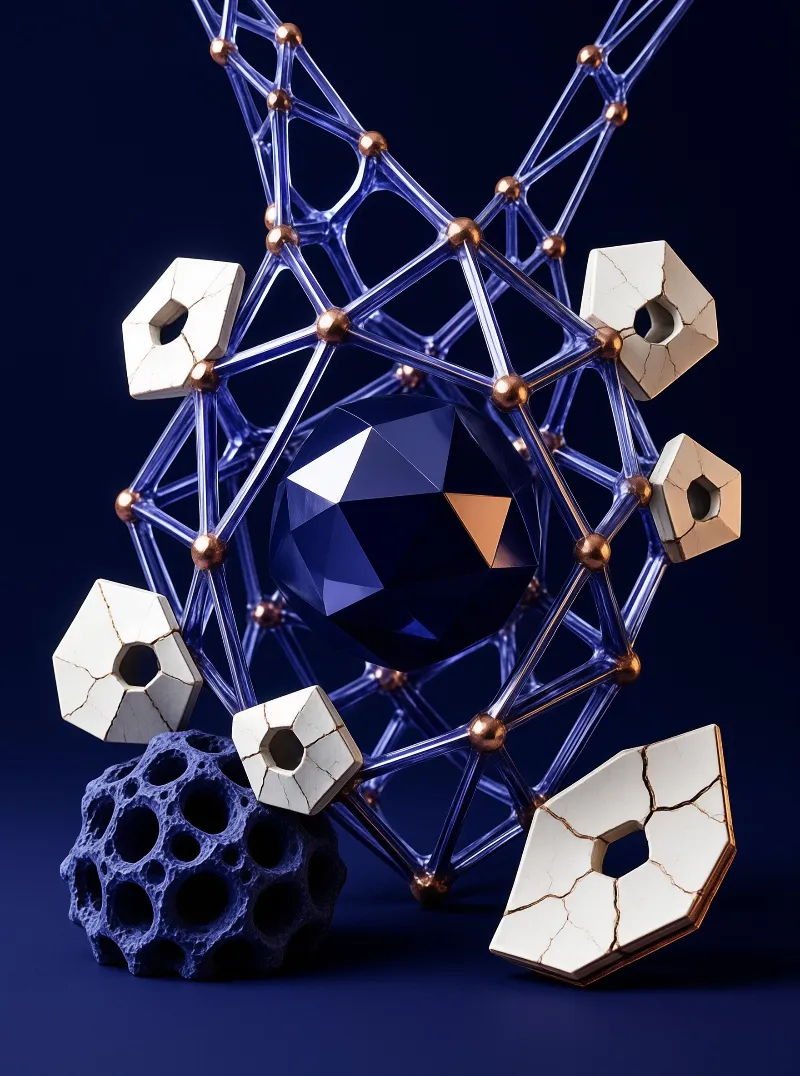 Blue Geometric Sculpture