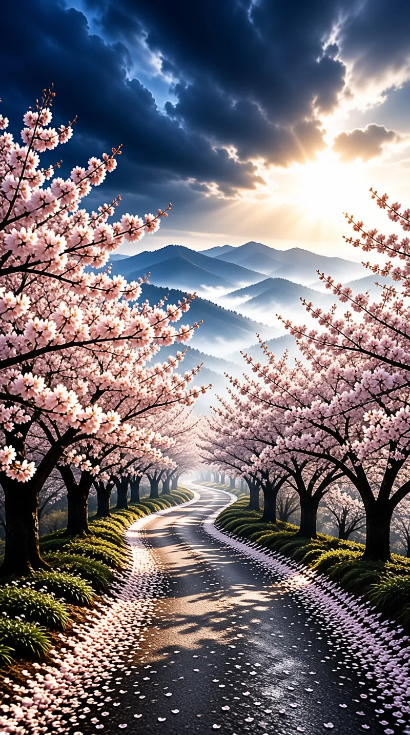 Cherry Blossom Road at Sunrise