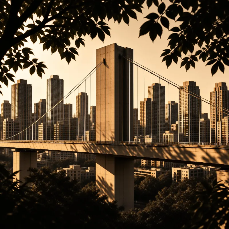 Golden Hour Bridge Skyline