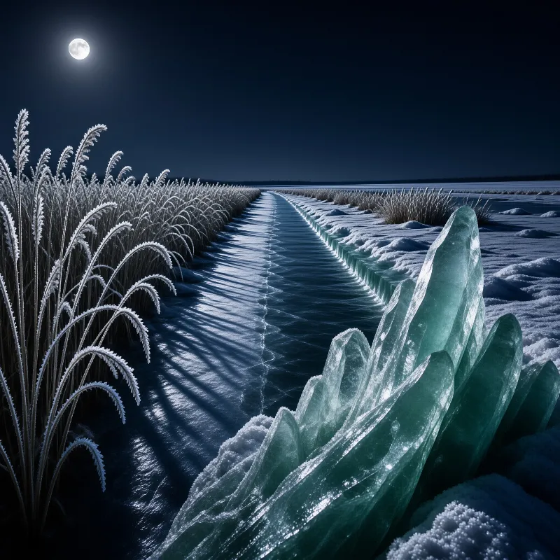 Frosty Moonlit Stream