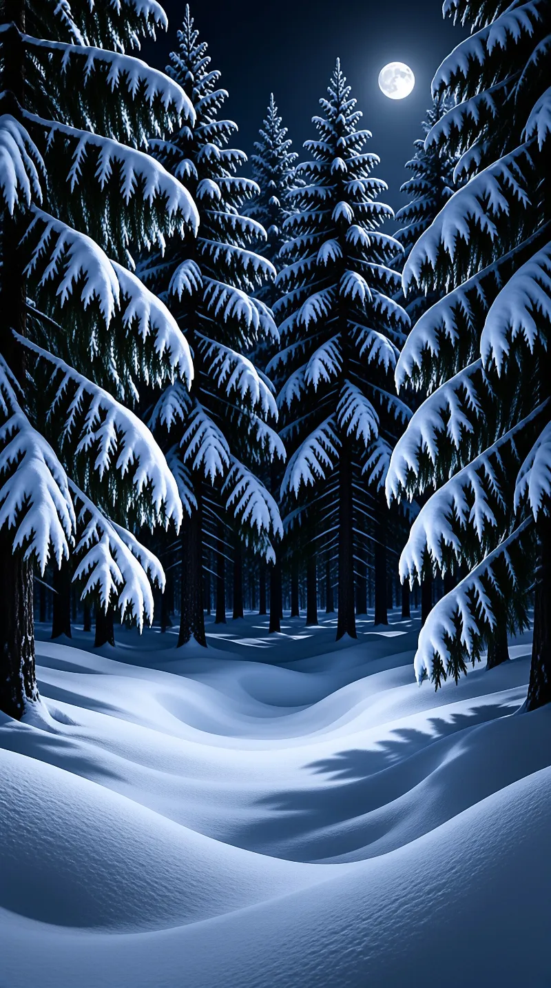 Snowforest Moonlight Landscape