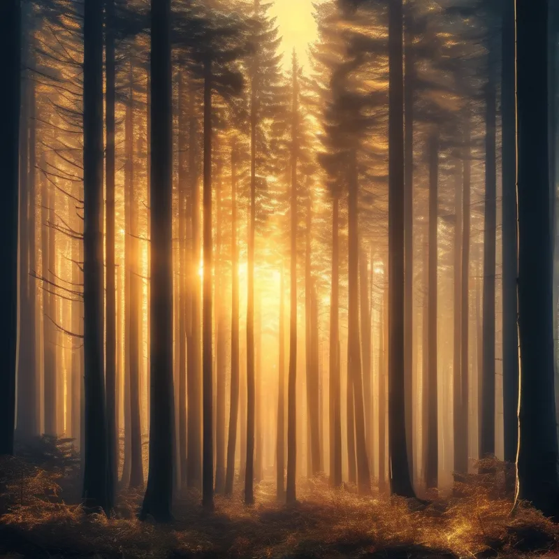 Sunlight Through Forest