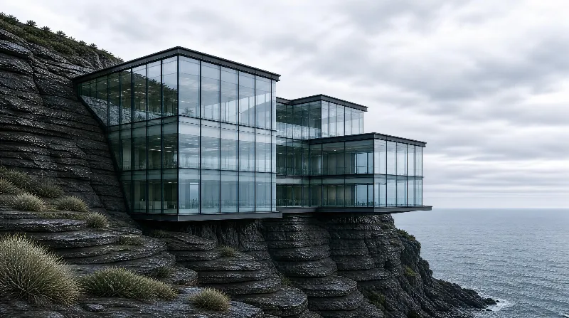 Modern Glass Cliffside Building