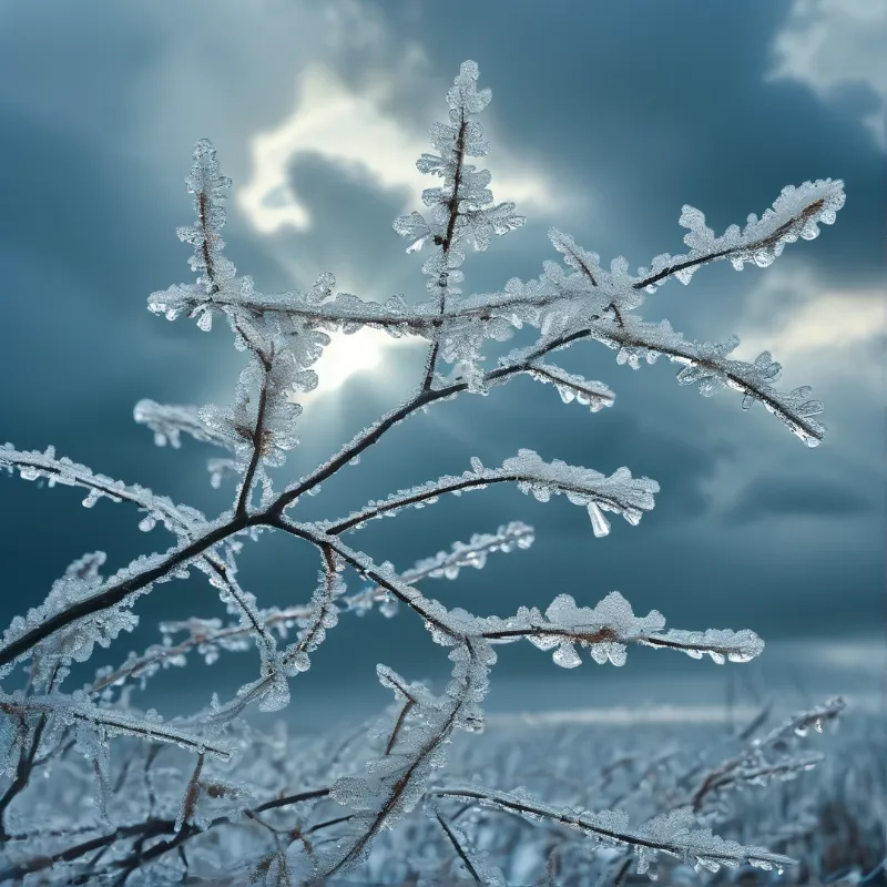 Frozen Branches in Sunlight