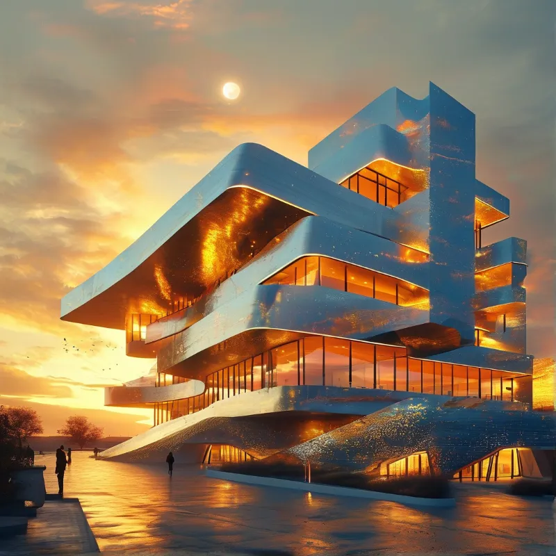 Futuristic Sunset Architecture