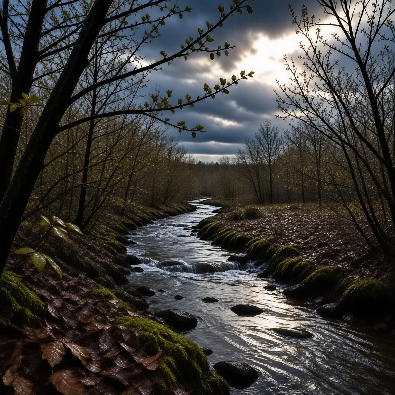 Winding Creek in Woods